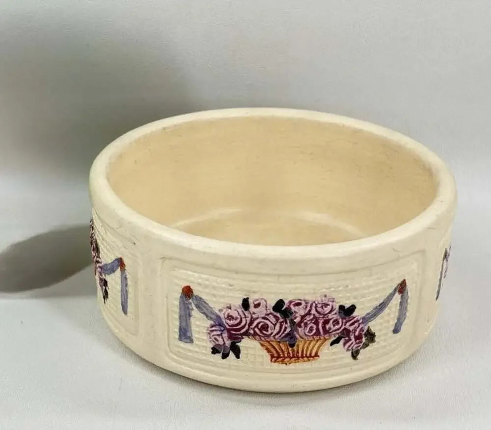 Weller Art Pottery DuPont Roma Pattern Embossed Floral Bowl